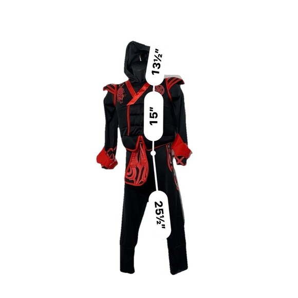Spirit Halloween Samurai Warrior Costume Child Large 12-14 Red Black Armor EUC - Picture 5 of 10